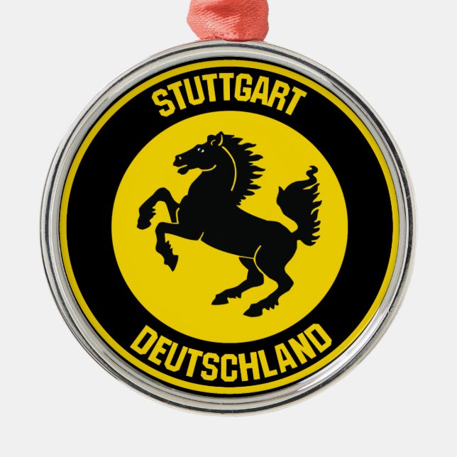 Stuttgart Round Emblem Metal Tree Decoration (Front)