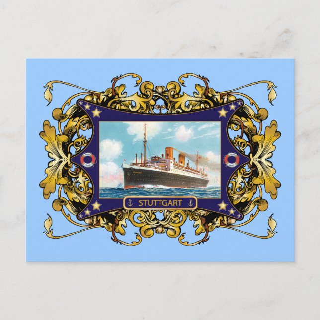 Stuttgart  Vintage Steamship Passenger Ship Postcard (Front)