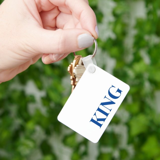 Style Aluminium Rectangle King Text Keychain  (Hand)