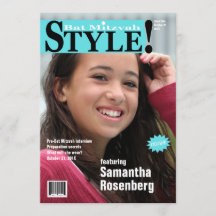 Style! Bat Mitzvah Magazine Invitation Teal
