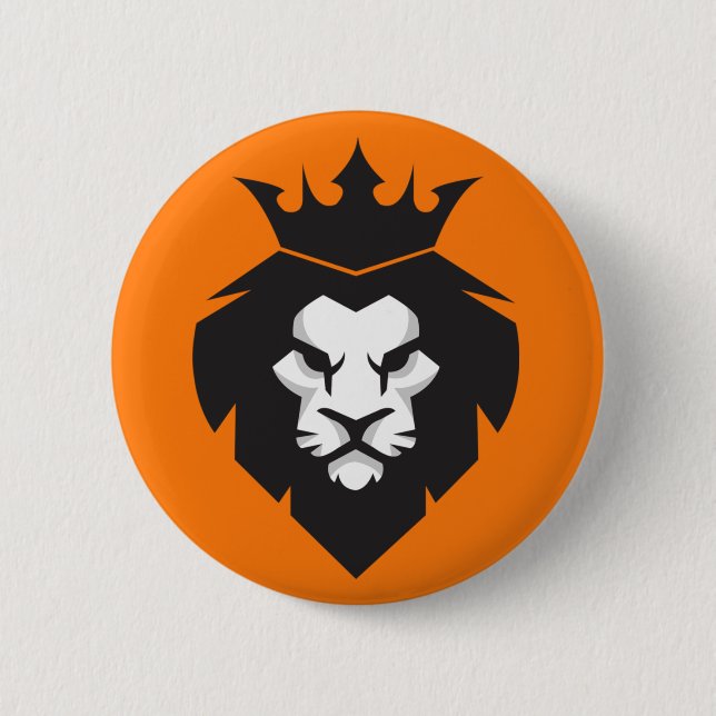 Style Black and White King Lion with Crown Button (Front)