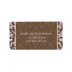 Style -Damask pink n brown address label