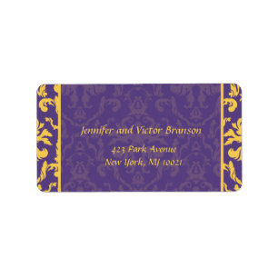 Style -Damask purple n yellow address label