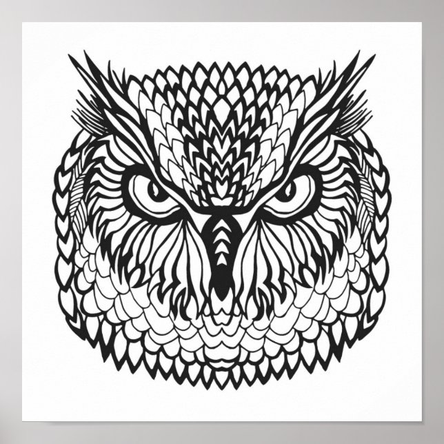 Style Eagle Owl Head 2 Poster (Front)