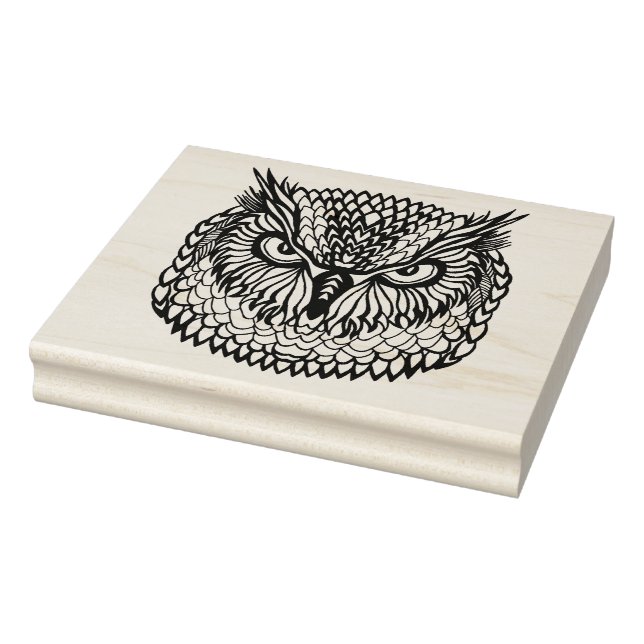 Style Eagle Owl Head Rubber Stamp (Stamp)