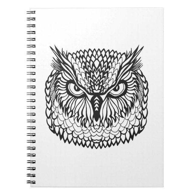 Style Eagle Owl Head Spiral Notebook (Front)