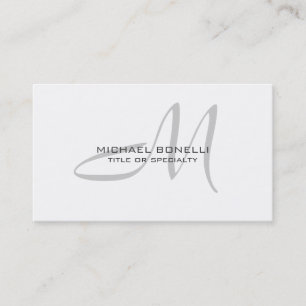 Style Grey Script Monogram Standard Business Card