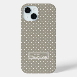 Style & Individuality: Pebble Grey White Polka Dot iPhone 15 Case