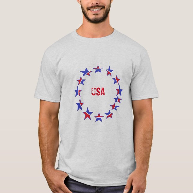 Style: Men's Basic T-Shirt --Patriotic USA (Front)