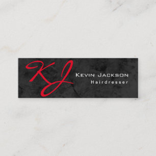 Style Monogram Grey Red Hairdresser Makeup Artist Mini Business Card