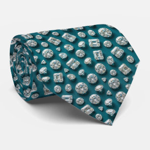 Style Peacock   Luxury Diamond Teal Blue Tie