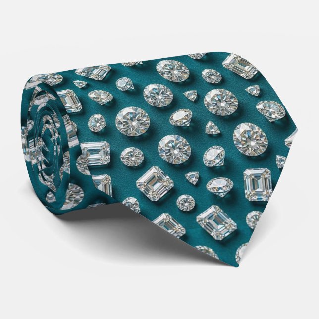 Style Peacock | Luxury Diamond Teal Blue Tie (Rolled)