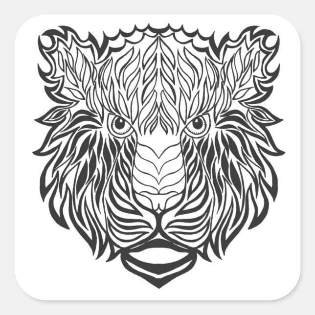 Style Tiger Head Square Sticker (Front)