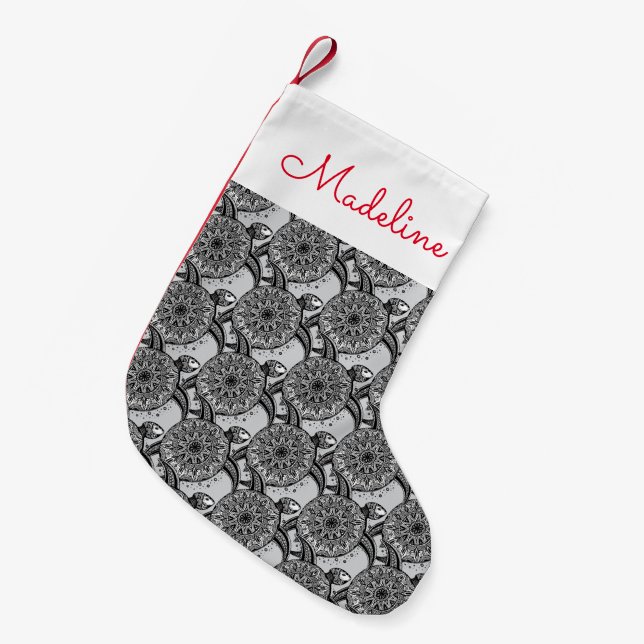 Style Turtle Pattern | Add Your Name Small Christmas Stocking (Front (Hanging))