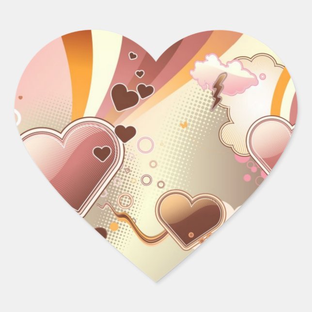 Styled design background heart sticker (Front)