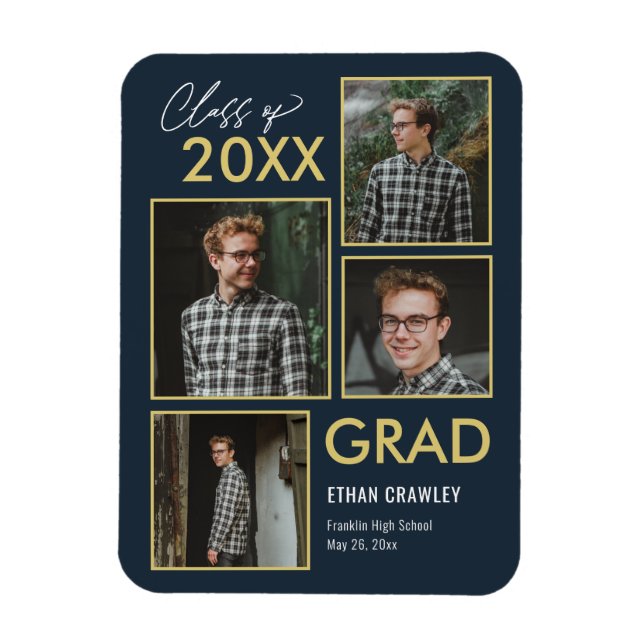 Styled Gallery EDITABLE COLOR Graduation Magnet (Vertical)