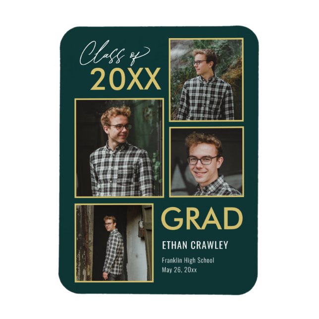 Styled Gallery EDITABLE COLOR Graduation Magnet (Vertical)