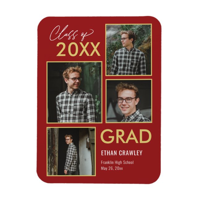 Styled Gallery EDITABLE COLOR Graduation Magnet (Vertical)