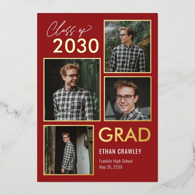 Styled Gallery Foil Graduation Announcement Invite (Front)