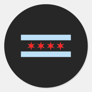 Styley Chicago Flag Grey Small Classic Round Sticker