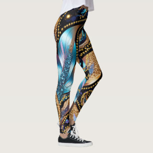 Stylilezed Feathers Beautify with Golden Beads Leggings