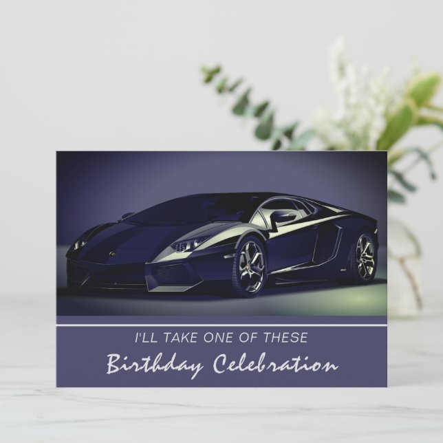 Stylin Fast Car Birthday Invitation (Standing Front)