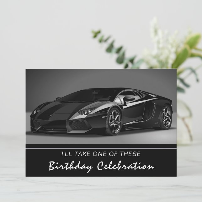 Stylin Fast Car Birthday Invitation (Standing Front)