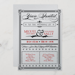 Stylin Metallic Red & Black DIY Wedding Invitation