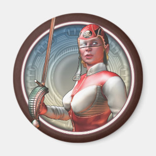 Stylin' Space Pirate Round Magnet