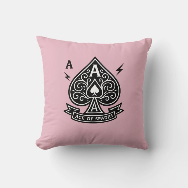 Stylised Ace of Spades — Art-Deco Vector Emblem Cushion (Front)