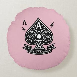 Stylised Ace of Spades — Art-Deco Vector Emblem Round Cushion