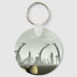 Stylised Alien City Keychain