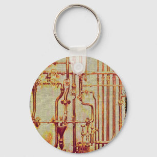 Stylised Antique Wall Pipes Key Ring