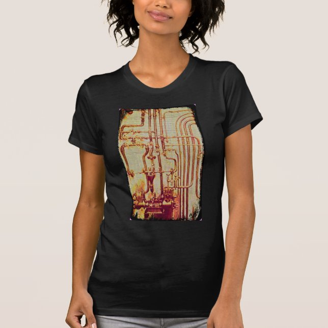 Stylised Antique Wall Pipes T-Shirt (Front)