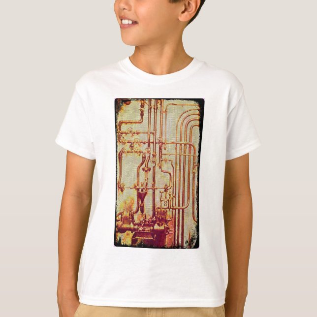 Stylised Antique Wall Pipes T-Shirt (Front)