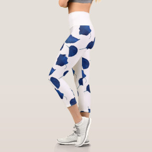 Stylised Apricot Tree Leaf Texture Print Leggings