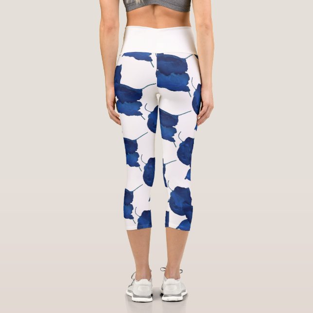 Stylised Apricot Tree Leaf Texture Print Leggings (Back)