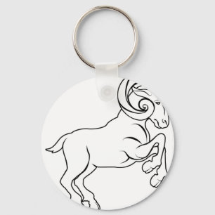 Stylised aries ram illustration key ring