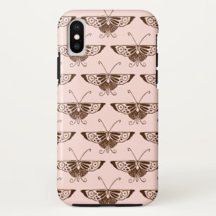 Stylised Art Deco butterfly - chocolate and peach Case-Mate iPhone Case