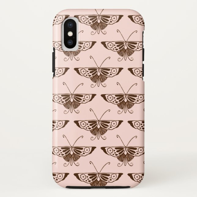 Stylised Art Deco butterfly - chocolate and peach Case-Mate iPhone Case (Back)