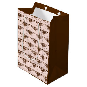 Stylised Art Deco butterfly - chocolate and peach Medium Gift Bag