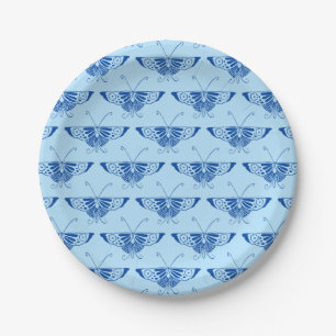 Stylised Art Deco butterfly - cobalt and pale blu Paper Plate