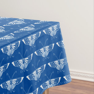 Stylised Art Deco butterfly, cobalt blue and white Tablecloth