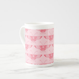 Stylised Art Deco butterfly - coral pink Bone China Mug