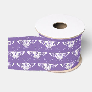 Stylised Art Deco butterfly  - dusty lilac Grosgrain Ribbon