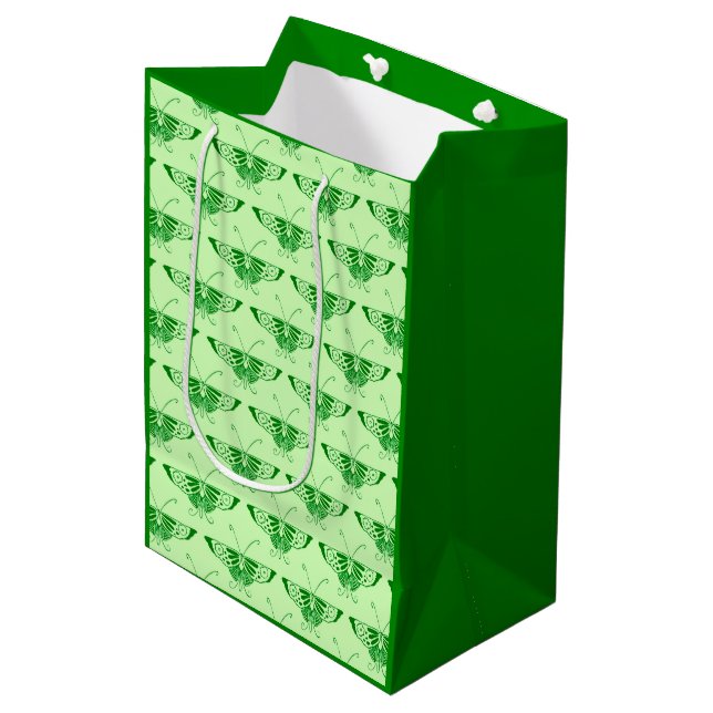 Stylised Art Deco butterfly - emerald green Medium Gift Bag (Front Angled)