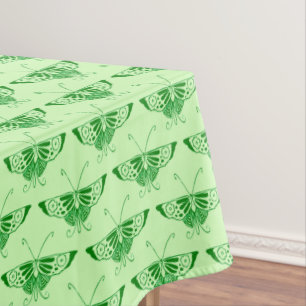 Stylised Art Deco butterfly - emerald green Tablecloth