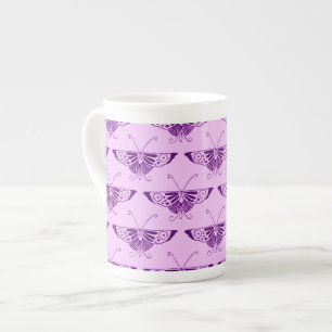 Stylised Art Deco butterfly - purple and orchid Bone China Mug