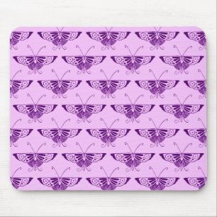 Stylised Art Deco butterfly - purple and orchid Mouse Pad