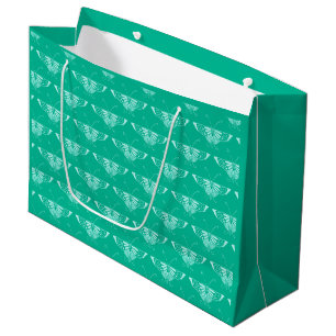 Stylised Art Deco butterfly  - turquoise and aqua Large Gift Bag